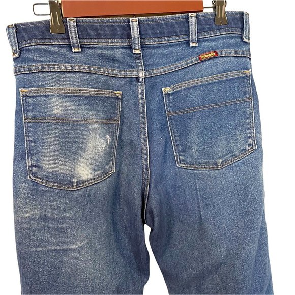 Wrangler Mens Classic Straight Jeans Blue Whiskered Pockets Denim 34 x 30 - Picture 9 of 11